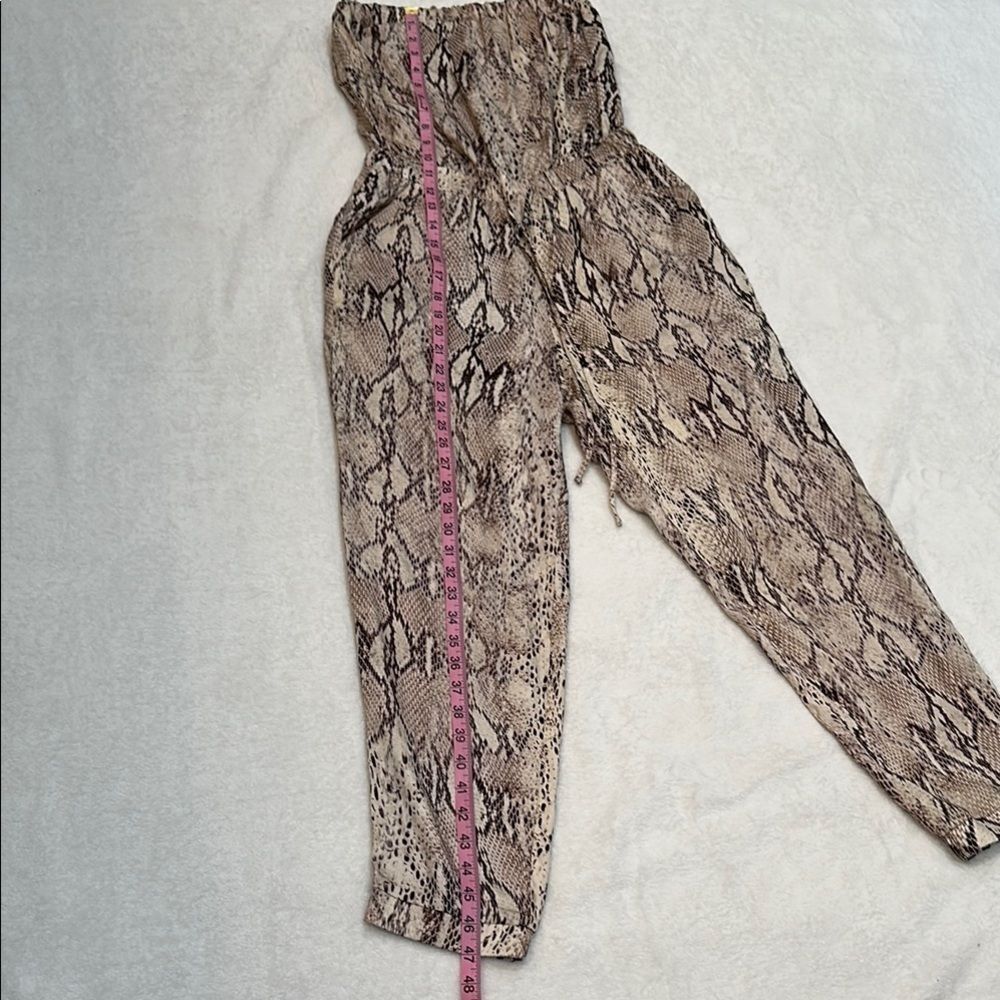 Lavender Brown Women's S Gray Snake Print Jumpsuit Strapless Boho - Picture 6 of 12